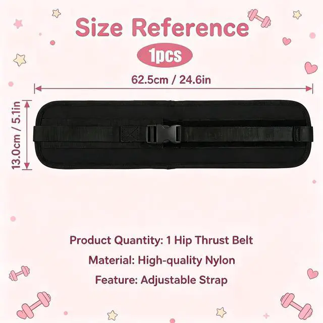 Alt view image 2 of 7 - Hip Thrust Belt, Hip Thrust Belt for Dumbbells and Weights, Enhanced Support for Glute Bridge Exercises and Weighted Squat Training, Adjustable Strap Non-Slip Safety for Home Fitness Strength Sessions