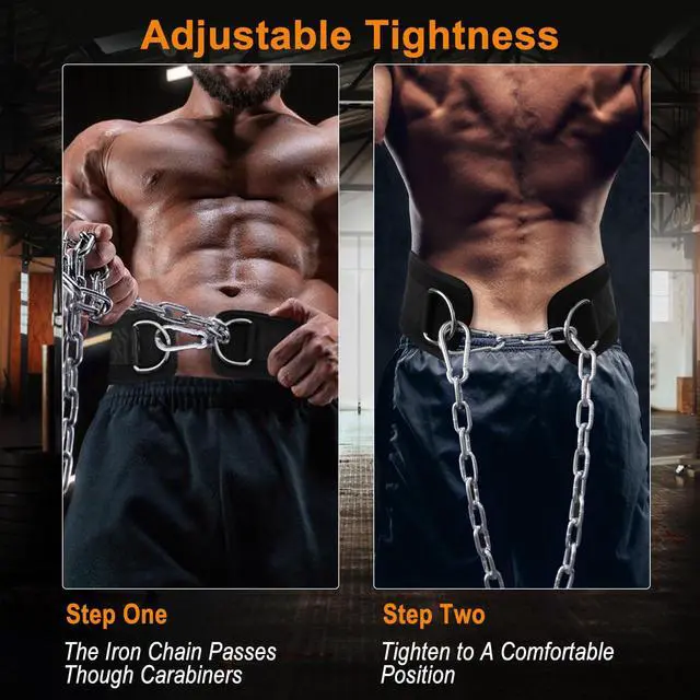 Alt view image 2 of 7 - Dip Belt for Weight Lifting: Dip Belt with Heavy Duty Steel Chain for Weighted Dips, Pull Ups, Squats - Weighted Dip Belt for Strength Training Gym Home