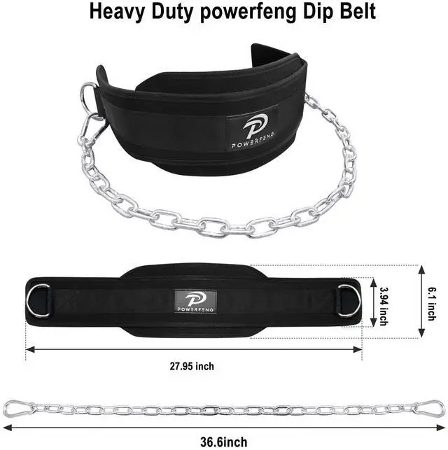 Alt view image 4 of 7 - Dip Belt for Weight Lifting: Dip Belt with Heavy Duty Steel Chain for Weighted Dips, Pull Ups, Squats - Weighted Dip Belt for Strength Training Gym Home