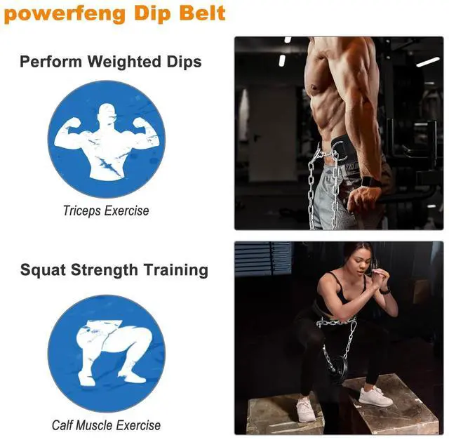 Alt view image 5 of 7 - Dip Belt for Weight Lifting: Dip Belt with Heavy Duty Steel Chain for Weighted Dips, Pull Ups, Squats - Weighted Dip Belt for Strength Training Gym Home