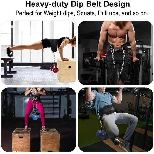 Alt view image 7 of 7 - Dip Belt for Weight Lifting: Dip Belt with Heavy Duty Steel Chain for Weighted Dips, Pull Ups, Squats - Weighted Dip Belt for Strength Training Gym Home