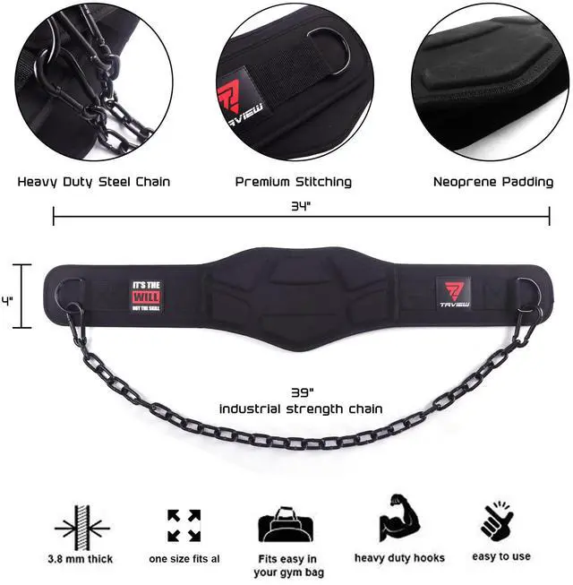Alt view image 2 of 7 - Heavy Duty Dip Belt with Chain & Weighted Belt for Pullups - Men & Women
