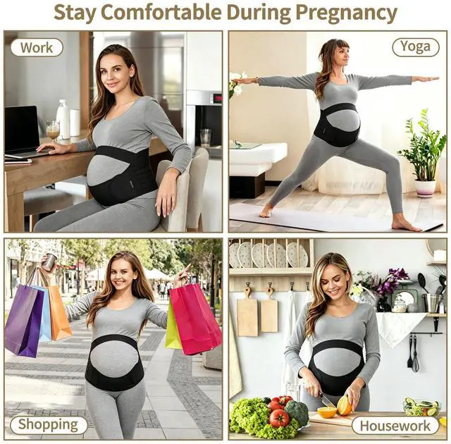 Alt view image 5 of 6 - Maternity Belt Pregnancy Belly Band 3 in 1 Maternity Support Belt for Pregnant Back/Pelvic/Hip Pain, Maternity Band Belly Support for Pregnancy (Black, XL)