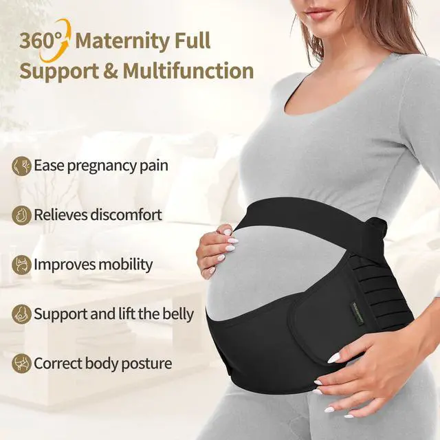 Alt view image 2 of 6 - Maternity Belt Pregnancy Belly Band 3 in 1 Maternity Support Belt for Pregnant Back/Pelvic/Hip Pain, Maternity Band Belly Support for Pregnancy (Black, XL)