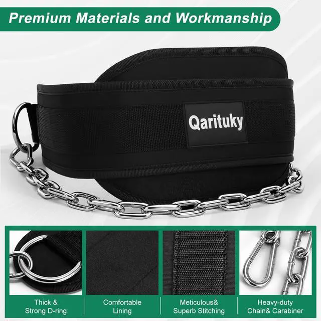 Alt view image 2 of 6 - Dip Belt, Professional Weight Lifting Belts with 38 IN Steel Chain, Reliable & Durable Weight Belt for Men, Heavy Duty Weightlifting Belts for Pullups, Squats, Dips, Weight Lifting