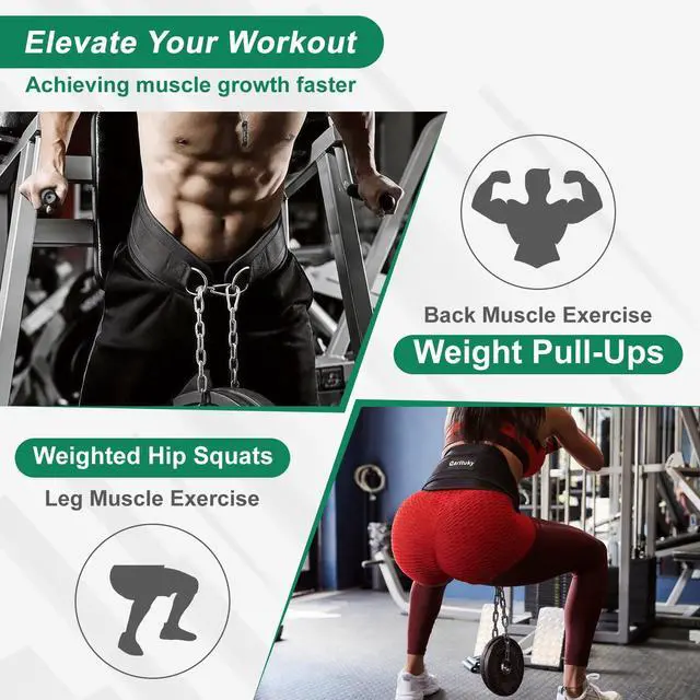 Alt view image 5 of 6 - Dip Belt, Professional Weight Lifting Belts with 38 IN Steel Chain, Reliable & Durable Weight Belt for Men, Heavy Duty Weightlifting Belts for Pullups, Squats, Dips, Weight Lifting