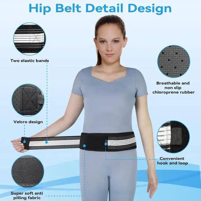 Alt view image 3 of 7 - Waist Belt Sacroiliac Hip Belt, Lumbar Support Sciatica Pain Relief, Sacroiliac SI Joint - Lower Back Support Brace for Women and Men, Non-Slip and Adjustable & Breathable Back Pain Relief