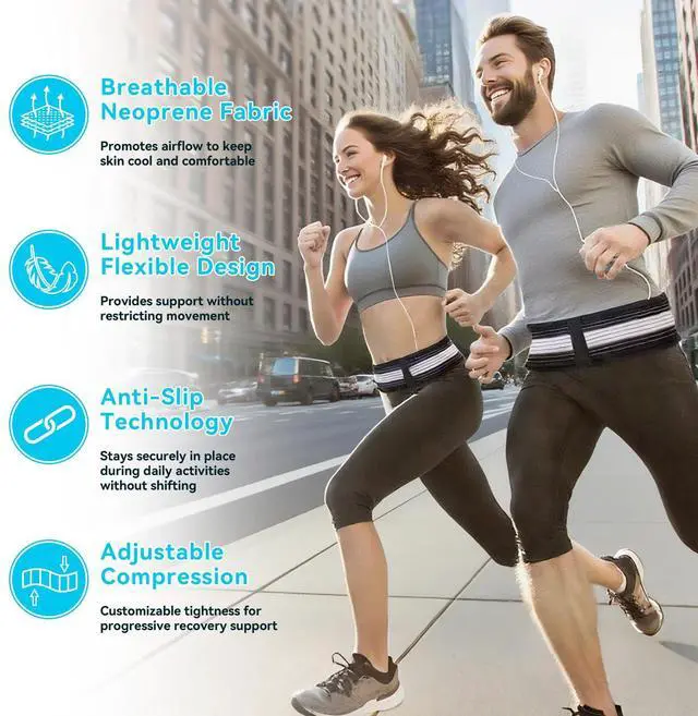 Alt view image 3 of 5 - Lower Back Brace for Pain Relief - Adjustable Back Support Brace for Sciatica, SI Joint, Hip & Spine Pain - Breathable Lumbar Support Belt for Men Women for Work, Home or Exercise