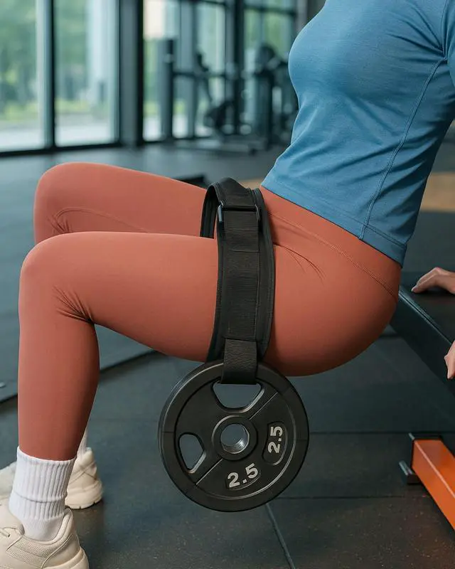 Alt view image 2 of 7 - Hip Thrust Belt Weighted Belt for Glute Workouts, Squats & Lunges | Workout Belt for Women & Men | Dumbbell Hip Thrust Belt for Weights | Portable Alternative to Booty Sprout Machine