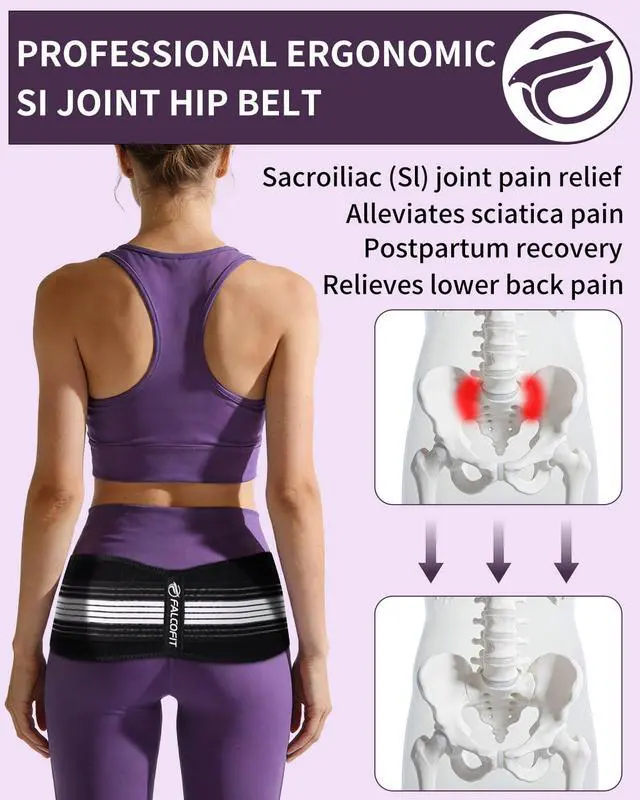 Alt view image 3 of 6 - Si Belt Lower Back & Pelvic Support for Men & Women Relieves Sciatica & Lumbar Hip Pain Widened Hip Belt for Better Fit (Large)