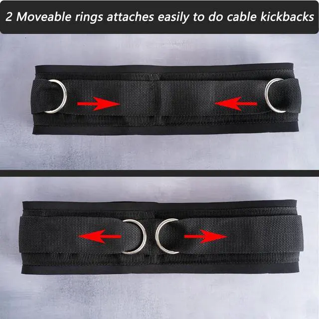 Alt view image 4 of 7 - Adjustable Waist Belt Soft Neoprene Padded Belt with 2 Movable Rings for Cable Machines Fitness Exercise Speed Agility Resistance Training