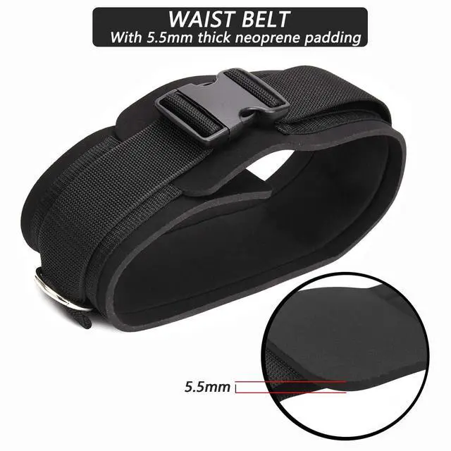 Alt view image 5 of 7 - Adjustable Waist Belt Soft Neoprene Padded Belt with 2 Movable Rings for Cable Machines Fitness Exercise Speed Agility Resistance Training