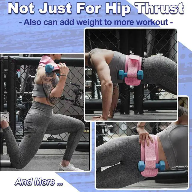 Alt view image 3 of 7 - Hip Thrust Belt - Adjustable Fitness Belt for Dumbbells, Kettlebells, Plates - Support Up to 100 lbs - Upgrade Slip-Resistant Pad for Safe and Comfortable Glute Workouts at Home or Gym, Black