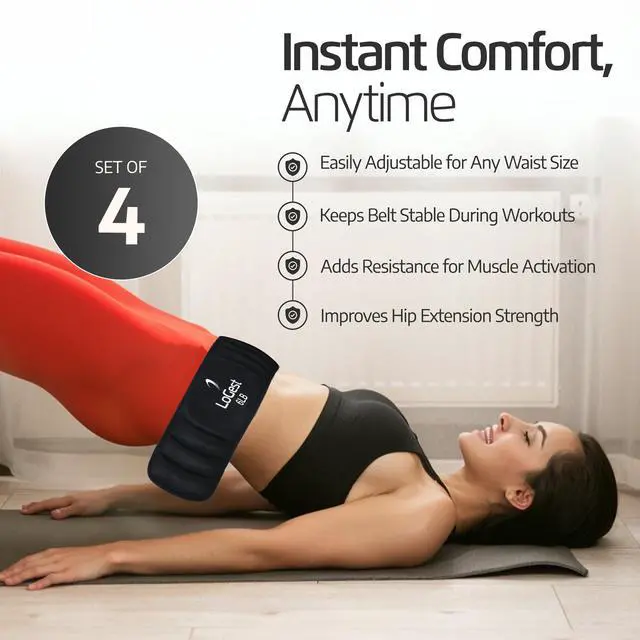 Alt view image 3 of 4 - lifting-beLoGest Weighted Hip 6lb, 8lbs, 10lbs, 12lbs - Comfortable & Secure Padded Neoprene Weighted Hip Belt for Hip Thrusts, Squats, Lunges, Calf Raises, Planks and Dipslts (10-LB Black)