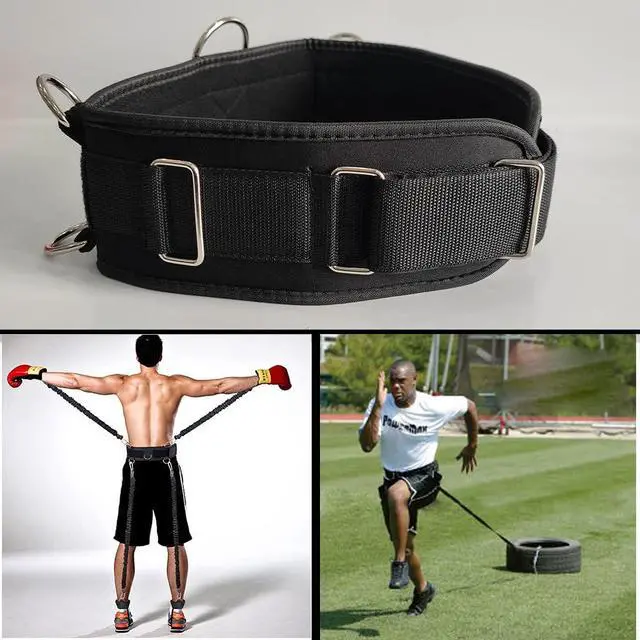 Alt view image 7 of 7 - Fitness Resistance Belt Multi Functional Fitness Belt with 5 Rings for Weight Training and Resistance Training of Load Carrying Pull Up Belt Squat