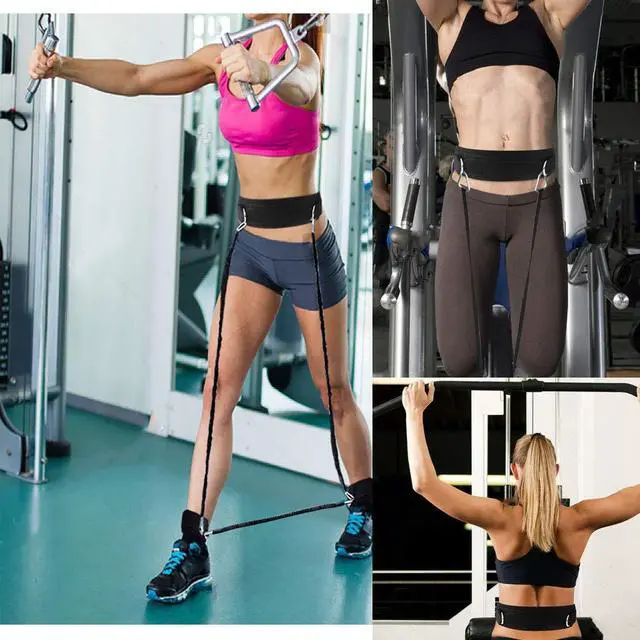 Alt view image 3 of 7 - Waist Belt Neoprene Padded Gym Pulley Strap with Rings for Cable Machines Fitness Exercise Speed Agility Resistance Training