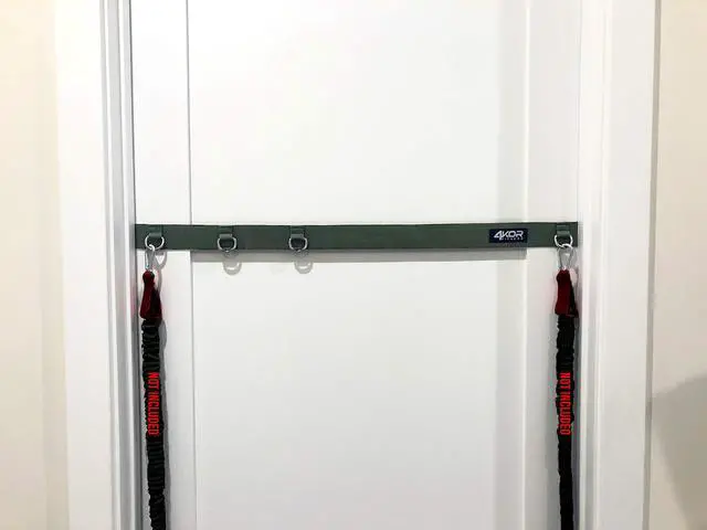 Alt view image 6 of 6 - Door Belt Fitness Anchor - Door Strap for Cross Anchoring Exercise Resistance Bands - Compatible with 4KOR Shoulder Resistance Cords - 1 Grey Door Strap Included
