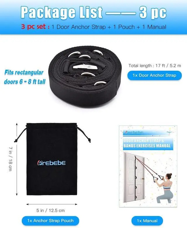 Alt view image 4 of 7 - Door Anchor Strap for Resistance Bands Exercises, Multi Point Anchor Gym Attachment for Home Fitness, Portable Door Band Resistance Workout Equipment, Easy to Install, Punch-Free, Nail-Free