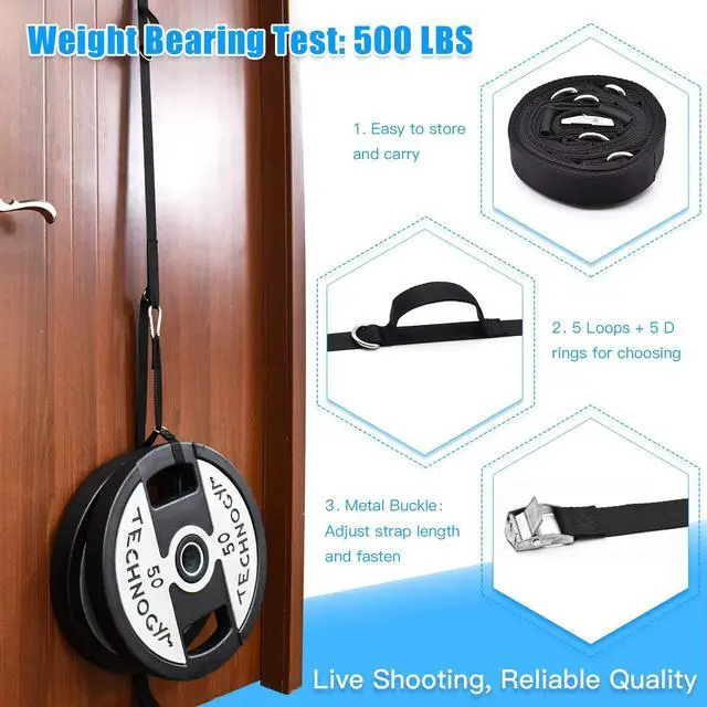 Alt view image 6 of 7 - Door Anchor Strap for Resistance Bands Exercises, Multi Point Anchor Gym Attachment for Home Fitness, Portable Door Band Resistance Workout Equipment, Easy to Install, Punch-Free, Nail-Free