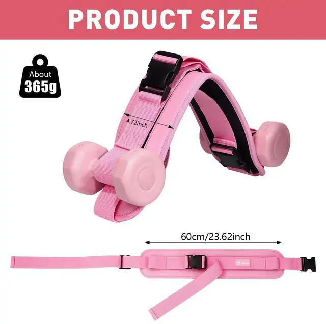 Alt view image 6 of 7 - Hip Thrust Belt for Dumbbells & Barbells, Premium Leather Non-Slip Glute Bridge Pad for Booty & Lower Body Workouts, Adjustable Weight Belt for Women Home Gym Training (deep pink)