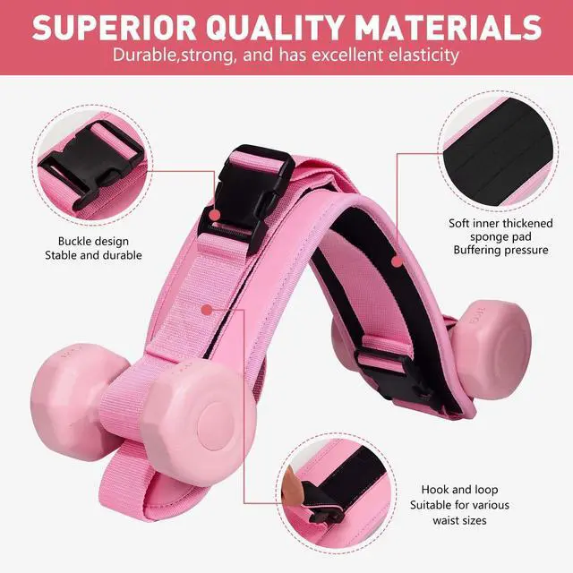 Alt view image 7 of 7 - Hip Thrust Belt for Dumbbells & Barbells, Premium Leather Non-Slip Glute Bridge Pad for Booty & Lower Body Workouts, Adjustable Weight Belt for Women Home Gym Training (deep pink)