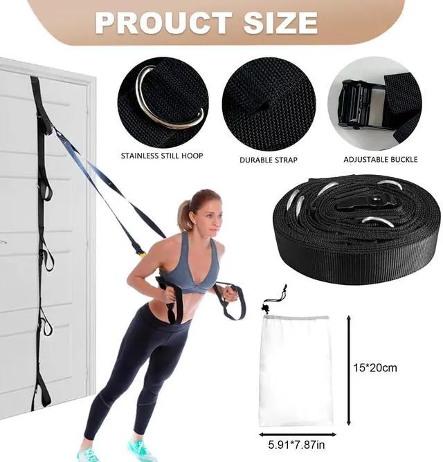 Alt view image 2 of 7 - Door Anchor Strap for Resistance Bands Exercises, Multi Point Anchor Gym Attachment for Home Fitness, Portable Door Band Resistance Workout Equipment, Easy to Install, Punch-Free, Nail-Free