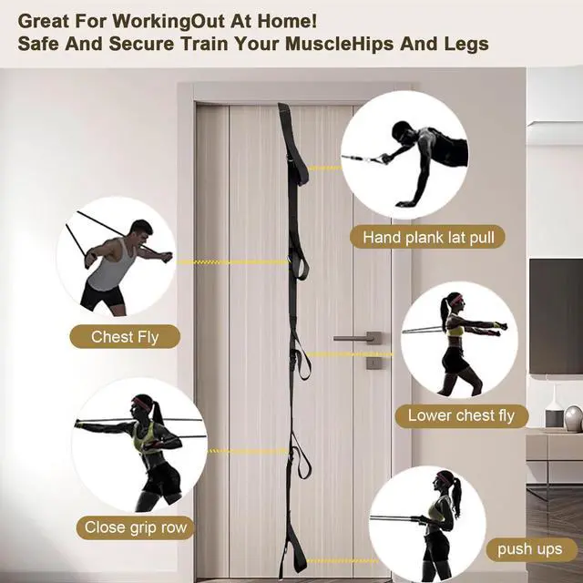 Alt view image 3 of 7 - Door Anchor Strap for Resistance Bands Exercises, Multi Point Anchor Gym Attachment for Home Fitness, Portable Door Band Resistance Workout Equipment, Easy to Install, Punch-Free, Nail-Free