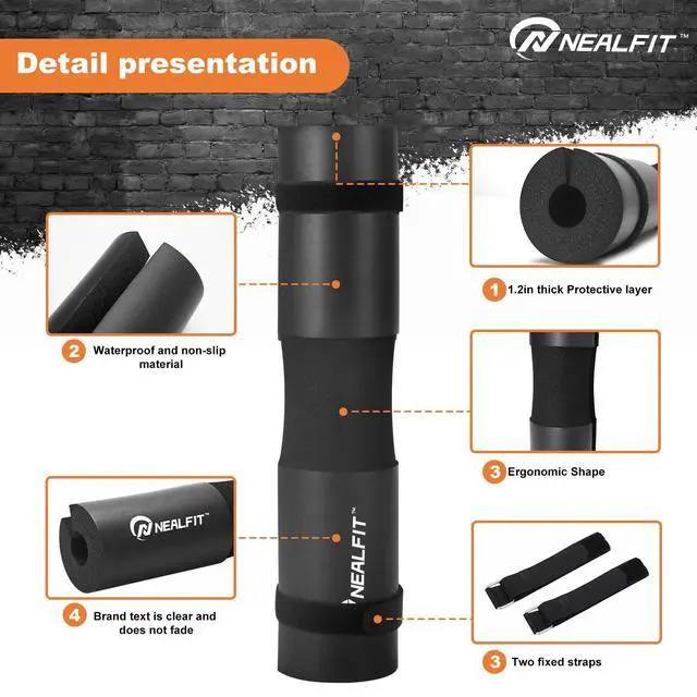Alt view image 3 of 7 - Barbell Pad Squat Pad for SquatsSquat Bar PadGreat for Weightlifting,Lunges and Hip ThrustsFoam Sponge PadFit Standard and Olympic Bars Perfectly