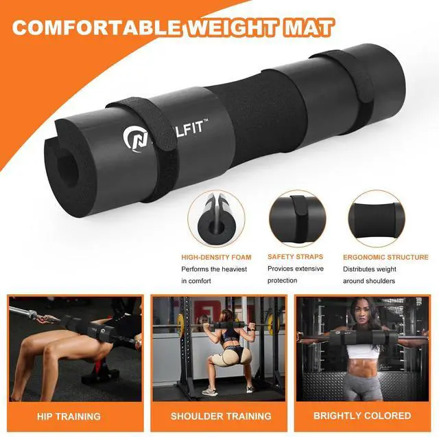 Alt view image 4 of 7 - Barbell Pad Squat Pad for SquatsSquat Bar PadGreat for Weightlifting,Lunges and Hip ThrustsFoam Sponge PadFit Standard and Olympic Bars Perfectly
