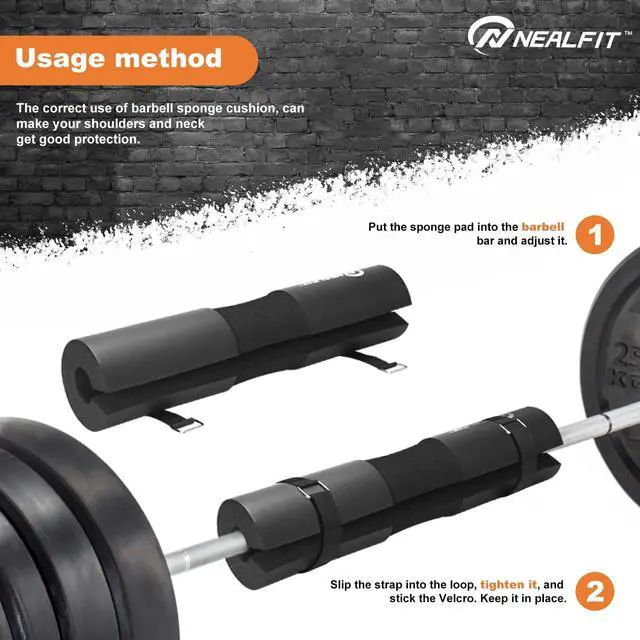 Alt view image 6 of 7 - Barbell Pad Squat Pad for SquatsSquat Bar PadGreat for Weightlifting,Lunges and Hip ThrustsFoam Sponge PadFit Standard and Olympic Bars Perfectly