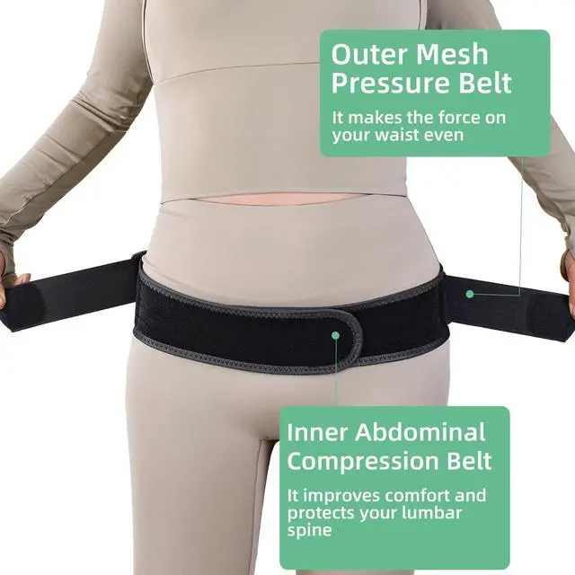 Alt view image 2 of 7 - Back Brace and Sacroiliac Hip Belt for Women, Narrow Breathable Mesh Lumbar Back Support Belt That Alleviates Sciatic, Pelvic, Lower Backs and Sacral Nerve Pain Caused by Si Joint Dysfunction