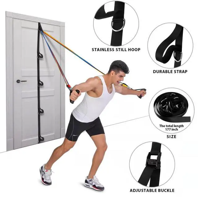 Alt view image 5 of 6 - Door Anchor Strap for Resistance Bands, Heavy Duty Multi-Point Door Anchor, Portable Home Gym Workout Equipment for Full Body Training, Fits All Doors, for Men Women Physical Therapy & Travel Fitness