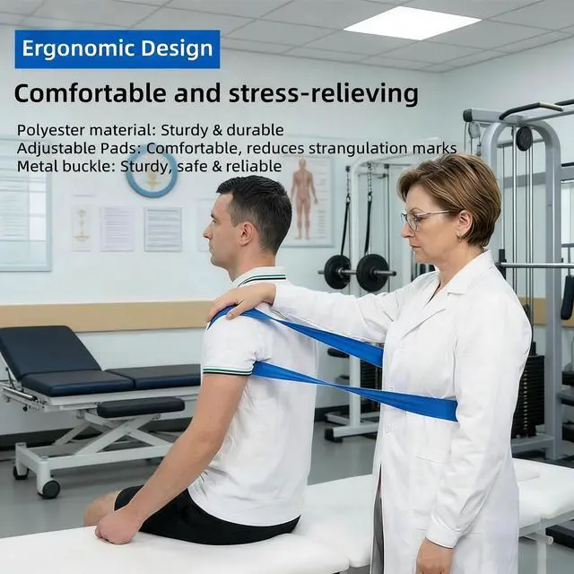 Alt view image 2 of 6 - Mobilization Belt with Adjustable Thick Cushioning Pad Ideal for Physical Therapy, Rehabilitation, Stretching & Mobility Training Durable Traction Equipment for Therapists and Home Use (White)