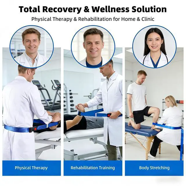 Alt view image 4 of 6 - Mobilization Belt with Adjustable Thick Cushioning Pad Ideal for Physical Therapy, Rehabilitation, Stretching & Mobility Training Durable Traction Equipment for Therapists and Home Use (White)