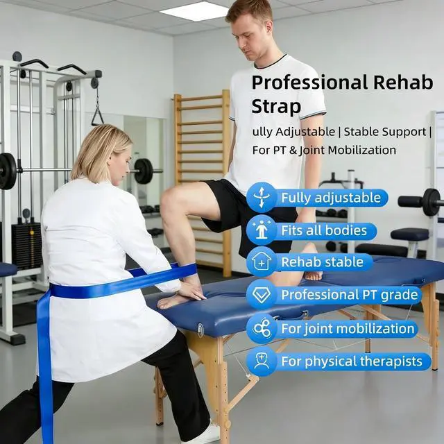Alt view image 3 of 6 - Mobilization Belt with Adjustable Thick Cushioning Pad Ideal for Physical Therapy, Rehabilitation, Stretching & Mobility Training Durable Traction Equipment for Therapists and Home Use (White)