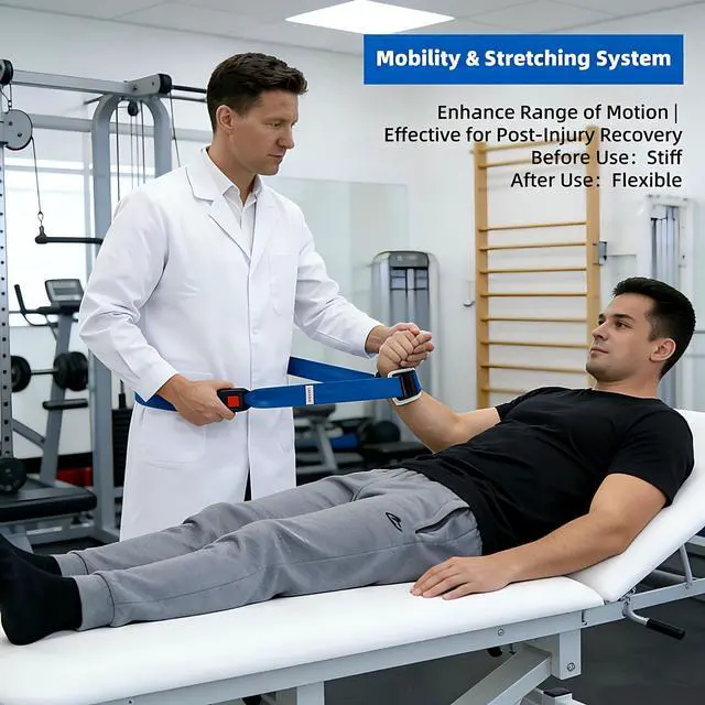 Alt view image 5 of 6 - Mobilization Belt with Adjustable Thick Cushioning Pad Ideal for Physical Therapy, Rehabilitation, Stretching & Mobility Training Durable Traction Equipment for Therapists and Home Use (White)