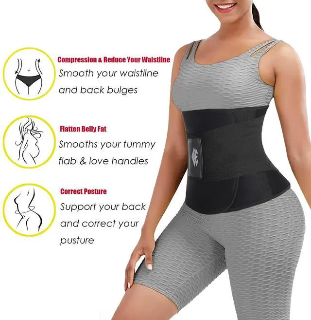 Alt view image 3 of 6 - Waist Trainer Belt for Women & Man - Waist Trimmer Ab Belt - Tummy Control Body Shaper(Black,Medium)