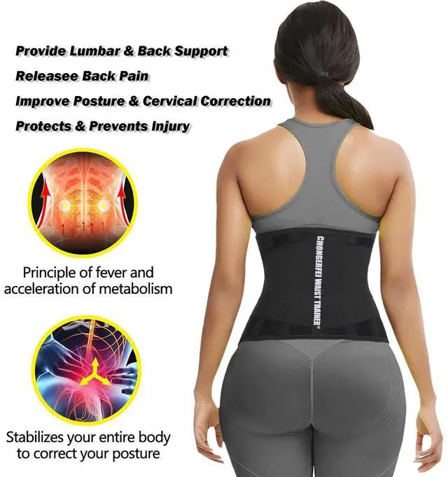 Alt view image 5 of 6 - Waist Trainer Belt for Women & Man - Waist Trimmer Ab Belt - Tummy Control Body Shaper(Black,Medium)