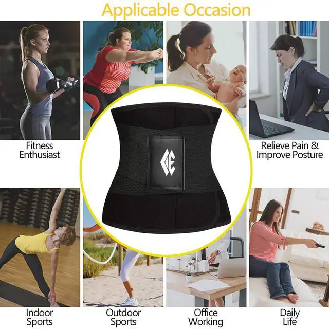 Alt view image 6 of 6 - Waist Trainer Belt for Women & Man - Waist Trimmer Ab Belt - Tummy Control Body Shaper(Black,Medium)