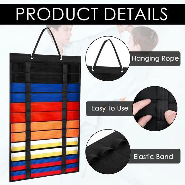 Alt view image 3 of 7 - 2 Pack Martial Arts Belts Organizer, Hanging Karate Belt Display Holds 12 Karate Belts for Martial Arts Learners(No Accessories Included)