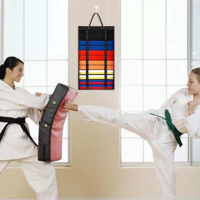 Alt view image 5 of 7 - 2 Pack Martial Arts Belts Organizer, Hanging Karate Belt Display Holds 12 Karate Belts for Martial Arts Learners(No Accessories Included)