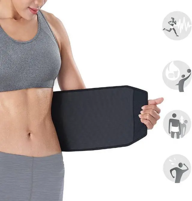 Alt view image 2 of 6 - Waist Trimmer Wrap,Sweat Sauna Slim Belly Belt for Men & Women-Abdominal Waist Trainer,Increased Core Stability, SE22 Black