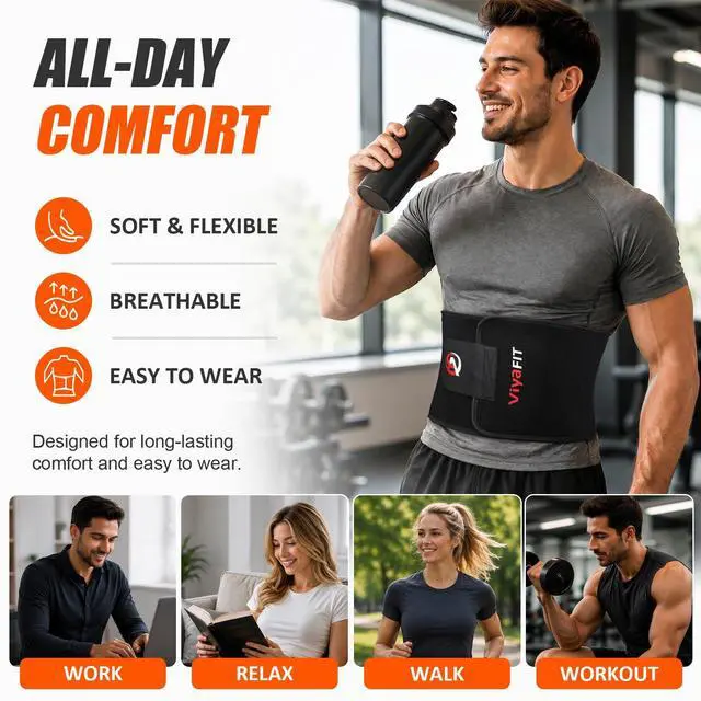 Alt view image 3 of 7 - Waist Trimmer Belt, Premium Waist Trainer for Women & Men Weight Loss Red