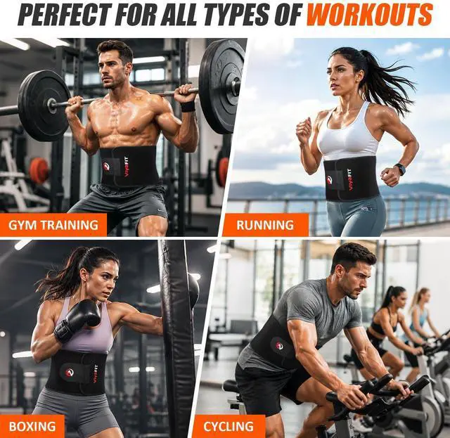 Alt view image 7 of 7 - Waist Trimmer Belt, Premium Waist Trainer for Women & Men Weight Loss Red