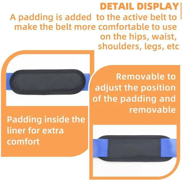 Alt view image 3 of 7 - Physical Therapy Belt with Comfort Padding, Gate Belts for Physical Therapy - Adjustable Mobilization Belt for Manual Therapy for Rehab, Stretching, Manual Traction, and Mobility (Blue)