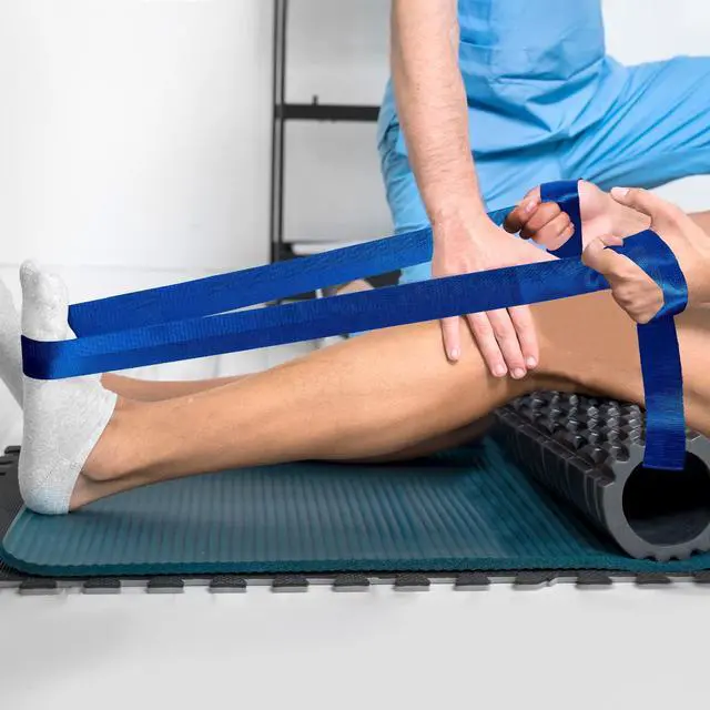 Alt view image 6 of 6 - Extremity Mobilization Belt Manual Traction Mobility Strap Adjustable Fun Gait Belts for Stretching Yoga Leg Shoulder Exercise