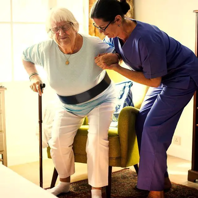 Alt view image 6 of 7 - Vinyl Gait Belt Transfer for 60 Inch Assist Device Safety Occupational Physical Gate with Spring Loaded Buckle Handles Elderly Pediatric Caregiver Nurse