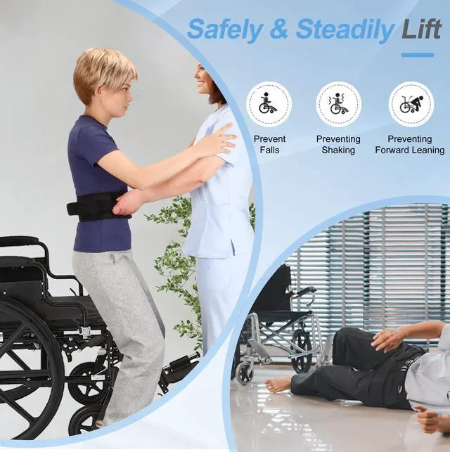 Alt view image 4 of 7 - Gait Belt Transfer Belts with Handles for Lifting Seniors, Safety Gate Belt with Quick Release Buckle Nursing Safety Patient Assist for Elderly, Disabled, Physical Therapy, Caregivers(Black)