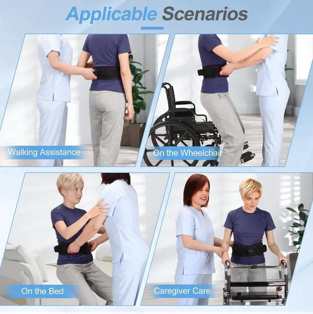 Alt view image 6 of 7 - Gait Belt Transfer Belts with Handles for Lifting Seniors, Safety Gate Belt with Quick Release Buckle Nursing Safety Patient Assist for Elderly, Disabled, Physical Therapy, Caregivers(Black)