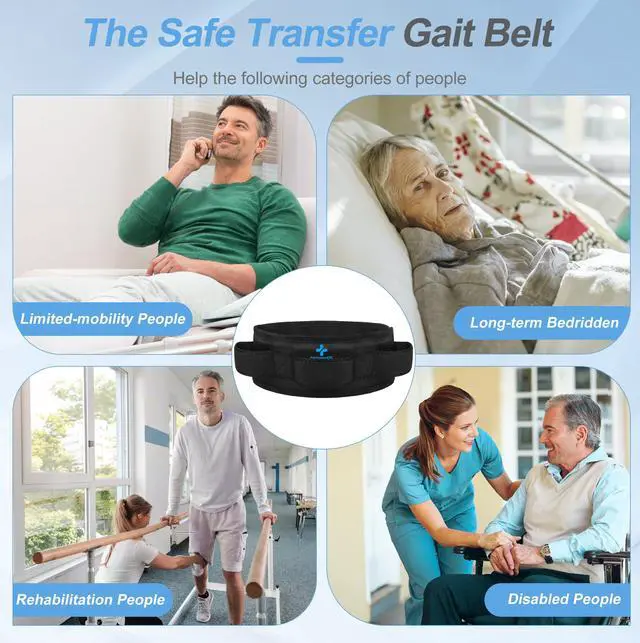 Alt view image 7 of 7 - Gait Belt Transfer Belts with Handles for Lifting Seniors, Safety Gate Belt with Quick Release Buckle Nursing Safety Patient Assist for Elderly, Disabled, Physical Therapy, Caregivers(Black)